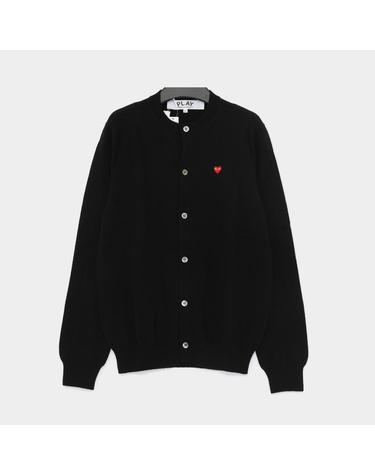 꼼데가르송 26FW 미니 레드 하트 패치로고 울 크루넥 여성 가디건 AX N079 051 1