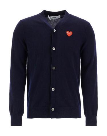 25FW 꼼데가르송 V넥 하트 와펜 가디건 AX N008 051 2 NAVY DOM