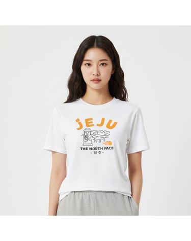 노스페이스 NT7UR44B TNF 제주 에디션 반팔티 WHITE