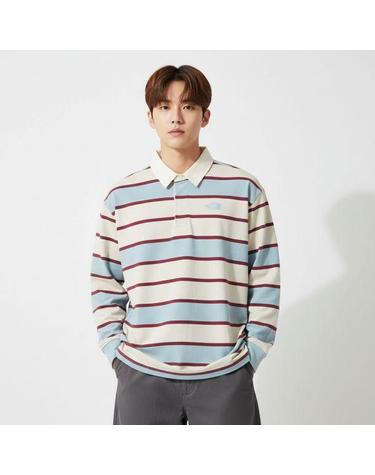 노스페이스 NT7TR57B 남성 이지온 스트라이프 카라 폴로 티셔츠 LIGHT BLUE