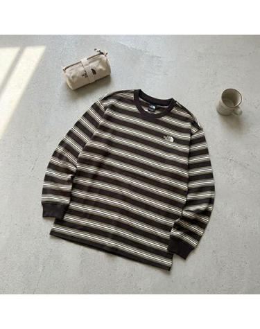 노스페이스 NT7TR56A 남성 이지온 스트라이프 긴팔 티셔츠 BLACK