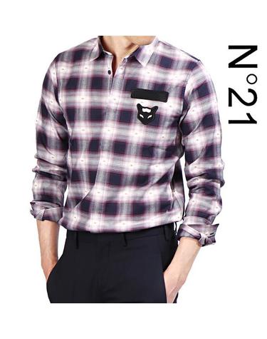 N21 G021 1022 0151 폭스패치 체크 셔츠