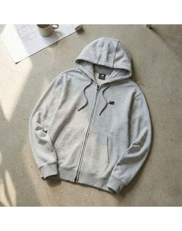 뉴발란스 남녀공용 에센셜 클래식 후드 집업 스탠다드 핏 AC Melange Gray NBMDFB1803