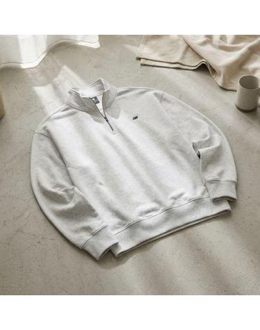 뉴발란스 NBNCG11213 남녀공용 에센셜 스몰로고 반집업 맨투맨 LIGHT GRAY 16