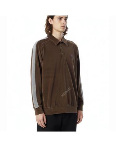 니들스 Side Line Pullover Shirt CPE Velour Brown RW338 사이드 라인 풀오버 셔츠 벨루어