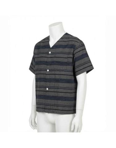 니들스 26 VNeck Shirt Kasuri Border TAUPE SX291 브이넥 셔츠 카스리 보더