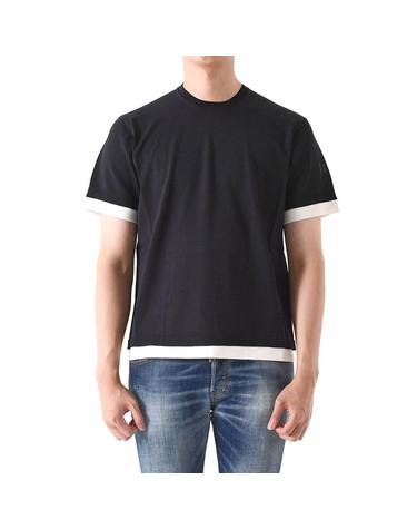 닐바렛 볼트 자수 레이어드 반팔 티셔츠 네이비 BMA1153E S601 052