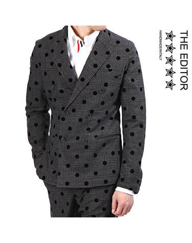에디터 4021 5373 37 울 블랙도트 더블 자켓