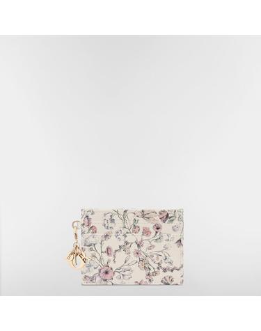Lady Dior Freesia 카드 지갑 핑크 Millefiori 프린트 송아지 가죽