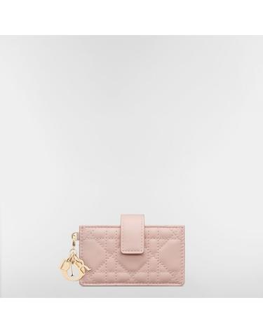 Lady Dior Jasmine 카드 지갑 파우더 핑크 까나쥬 양가죽