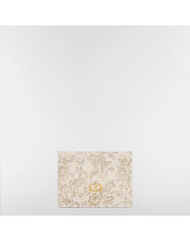 Dior Caro Freesia 카드 지갑 골드 톤 Millefiori 프린트 송아지 가죽