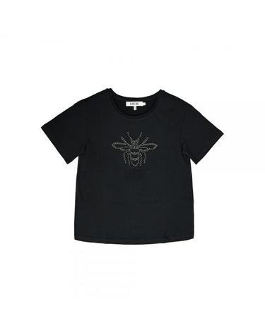 키즈 여성 라인스톤 로고 티셔츠 블랙 6SBM13TEEG 900