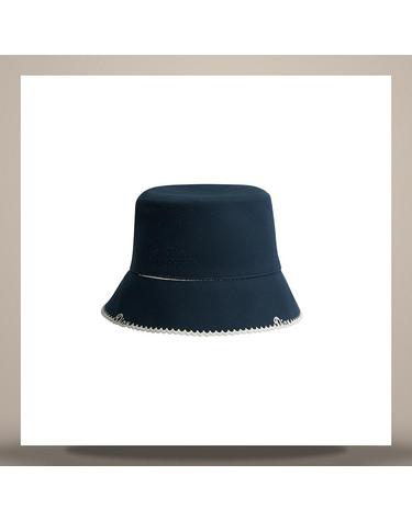 디올 테디 디 좁은 챙 버킷모자 네이비 블루 코튼 CPB06236ECANC500