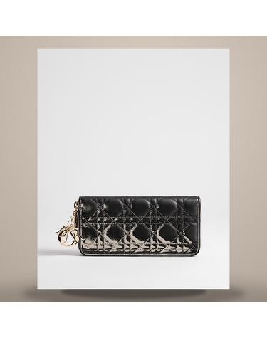 디올 Lady Dior Voyageur 지갑 블랙 까나쥬 양가죽 S0007ONMJM900