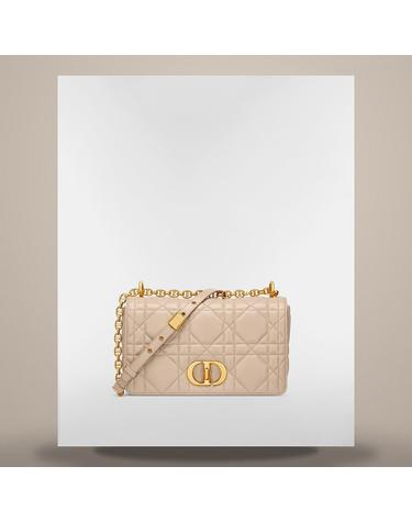 디올 Soft Dior Caro 미디엄 백 파우더 베이지 매크로까나쥬 양가죽 M9253UHPAM51U