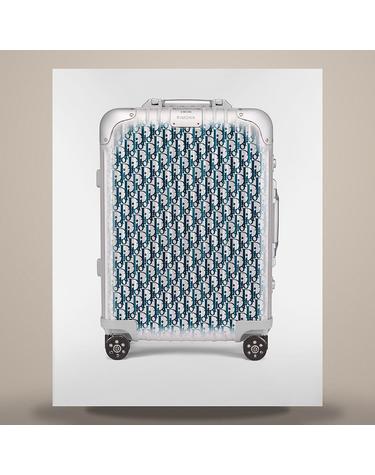 디올 DIOR AND RIMOWA 기내용 캐리어 그라데이션 블루 Dior Oblique 알루미늄 1DRTR002YWZH570