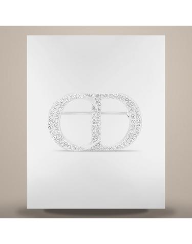 디올 CD Icon 브로치 실버 화이트 크리스탈 V1230HOMSTD990