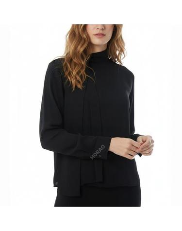 띠어리 Tie Neck Blouse in Silk Georgette P0802510 001 오픈 넥 타이 실크 블라우스