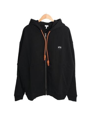 26FW 로에베 자수 로고 후드 집업 블랙 H526Y25X87 1100