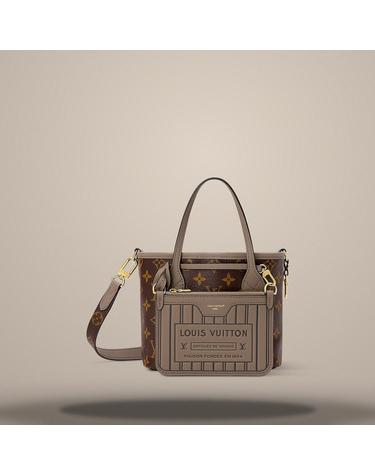 루이비통 네버풀 반둘리에 인사이드 아웃 BB Neverfull Bandouliere Inside Out BB 다크 팡고 색상의 카우하이드 가죽 모노그램 코팅 캔버스 M283