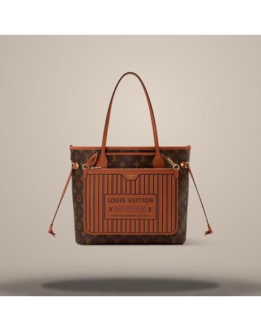 루이비통 네버풀 인사이드 아웃 MM Neverfull Inside Out MM 탠 색상의 카우하이드 가죽 모노그램 코팅 캔버스 M28352