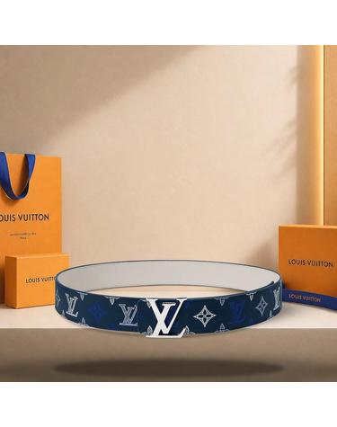 루이비통 LV 이니셜 모노그램 섀도우 40mm 리버서블 벨트 미드나이트 블루 화이트 M4917