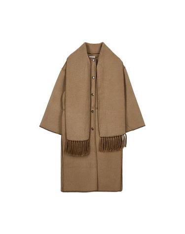 토템FW25 여성 엠브로이더드 스카프코트 244WRO0131FB0292 033