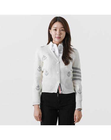 톰브라운 앵커 캐시미어 여성 가디건 화이트 FKC503A Y2001 100