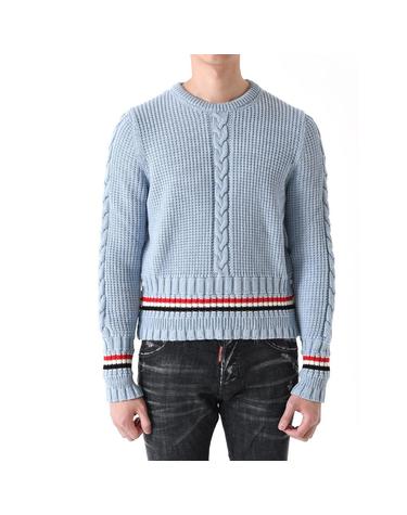 톰브라운 케이블 스티치 울 니트 스카이블루 MKA447A Y1024 480