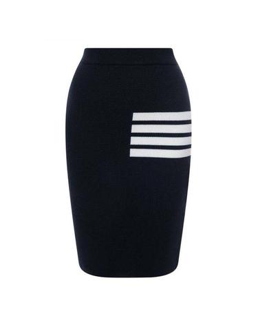 THOM BROWNE 톰브라운 4바 스트라이프 링크 스티치 메리노 울 펜슬 스커트 FKK061A 00014 415