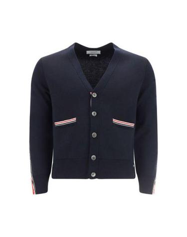 THOM BROWNE 톰브라운 사이드 인타르시아 RWB 트리밍 밀라노 스티치 메리노 울 가디건 MKC354A Y1002 415