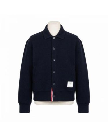 톰브라운 26FW 울 플리스 폴로 칼라 자켓 네이비 MJT588A J0329 415