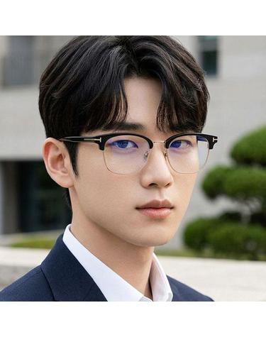 톰포드 블루라이트차단 안경테 TF6001KB 001 하금테 반뿔테 덱스 이동욱 착용