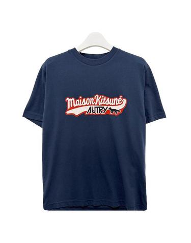 논현 더팩토리25FW 오트리 X 메종 키츠네 로고 프린트 반팔티 블루 TSPXMK2B