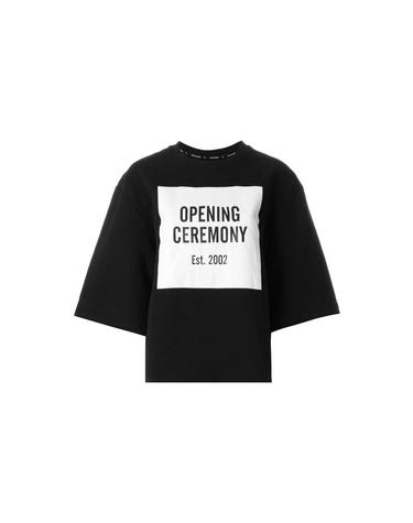 15주년 여성 박스로고 컷오프 기모 티셔츠 블랙 PE000235200 001