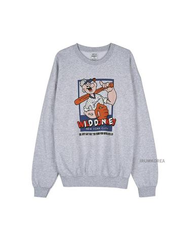 와일드 동키FW25 공용 네버 기브 업 맨투맨 FG NEVER GIVE UP HEATHER GREY
