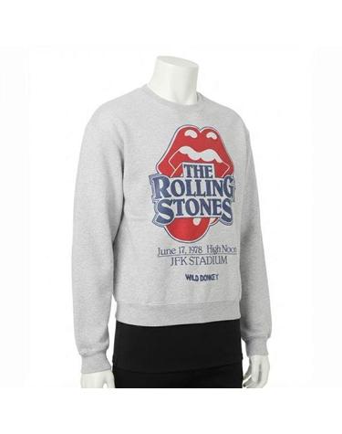 와일드동키 26FW X ROLLINGSTONES CREWNECK HEATHER GREY 롤링스톤즈 크루넥 맨투맨