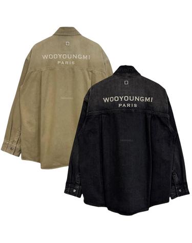 26SS 우영미 워싱 데님 백로고 셔츠 블랙 베이지 W261SH27970B