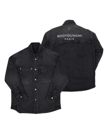 우영미 셔츠 W261SH27 970B 블랙 틴 워싱 데님 백로고 남성셔츠