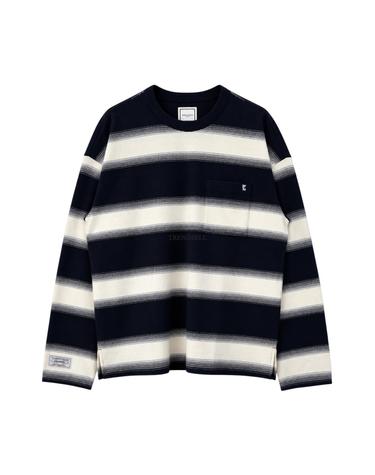 우영미 아이보리 스트라이프 롱슬리브 티셔츠 W263TS14739I
