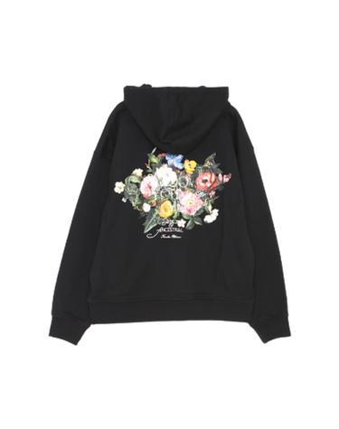 우영미 플라워 백로고 후드 티셔츠 블랙 25FW
