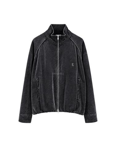 우영미 그레이 하이넥 집업 데님 자켓 W263JP23984G
