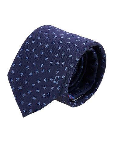 페라가모남성 스타 패턴 실크 타이 35 0917 F NAVY 0762317