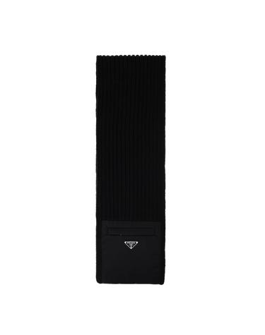 25FW 삼각로고 나일론 포켓 울 머플러 블랙 2FS106 1WTO F0002