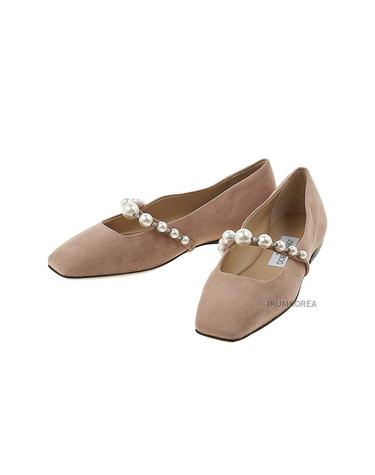 지미추여성 에이드 스웨이드 플랫슈즈 ADE FLAT SZR BALLET PINK WHITE