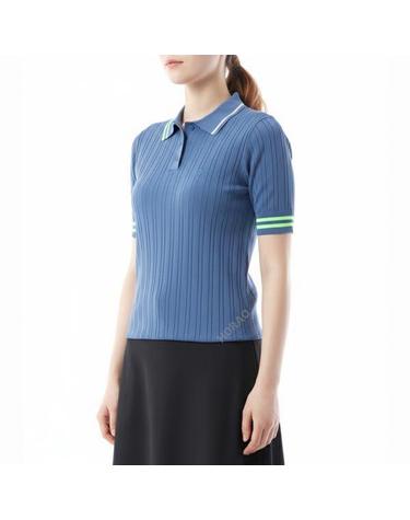 지포어 COTTONBLEND RIBBED SHORT SLEEVE SWEATER POLO G4LF23S800SLA 여성 코튼 리브 숏 슬리브 스웨터 폴로