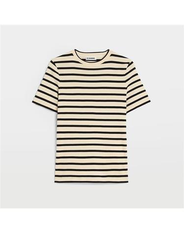 질샌더 로고 패치 스트라이프 여성 반팔 티셔츠 J40GC0111 J46497 080