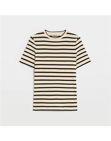 질샌더 로고 패치 스트라이프 여성 반팔 티셔츠 J40GC0111 J46497 080