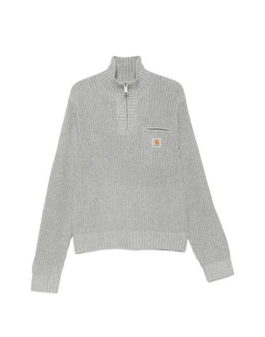 26FW 칼하트 WIP 디트로이트 하프 집 스웨터 I035398 V6XX GREY HEATHER DOM