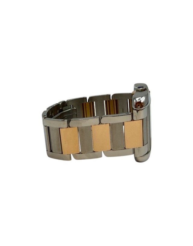 까르띠에 [중고명품] [중고명품] 까르띠에 탱크 앙글레즈 18K 핑크골드 콤비 XL 3507 공용 시계 밝은 브라운 착용컷